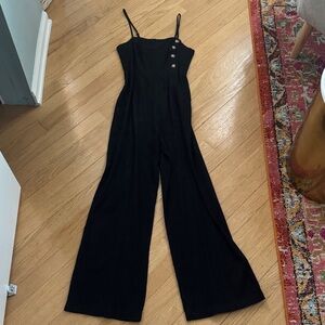 Urban Outfitters Black Wide-Leg Jumpsuit with Button Accent